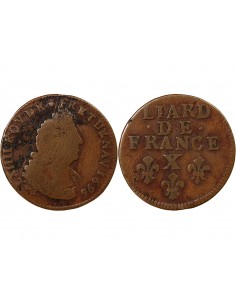 LOUIS XIV﻿ - LIARD AU BUSTE AGE 1696 X AMIENS 2