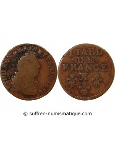 LOUIS XIV﻿ - LIARD AU BUSTE AGE 1696 X AMIENS