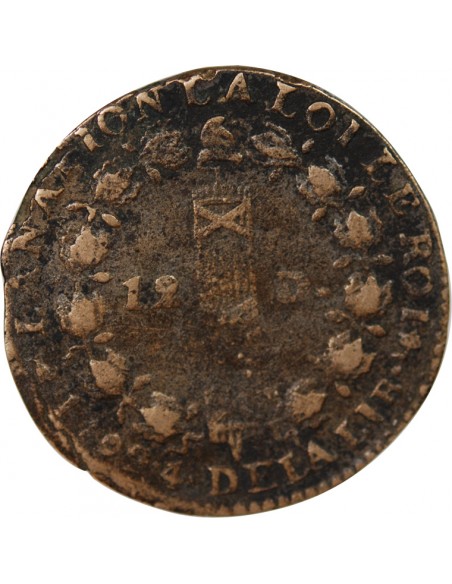 LOUIS XVI, CONSTITUTION - 12 DENIERS 1792 T NANTES