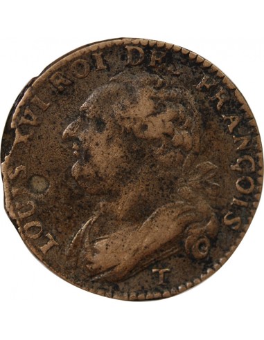 LOUIS XVI, CONSTITUTION - 12 DENIERS 1792 T NANTES