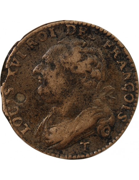 LOUIS XVI, CONSTITUTION - 12 DENIERS 1792 T NANTES