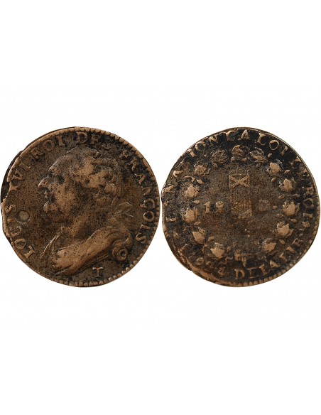 LOUIS XVI, CONSTITUTION - 12 DENIERS 1792 T NANTES