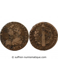 LOUIS XVI, CONSTITUTION - 2 SOLS ROI DES FRANCOIS 1792 W° ARRAS