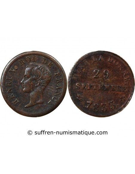 HENRI D'ARTOIS, PRETENDANT HENRI V - MÉDAILLETTE 1833