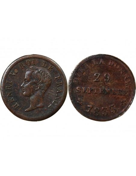 HENRI D'ARTOIS, PRETENDANT HENRI V - MÉDAILLETTE 1833