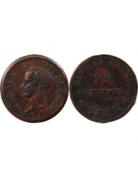 HENRI D'ARTOIS, PRETENDANT HENRI V - MÉDAILLETTE 1833