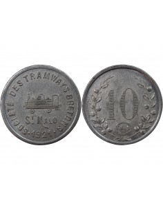 Nécessité, SAINT MALO - SOCIETE DES TRAMWAYS BRETONS - 10 CENTIMES 1921 2