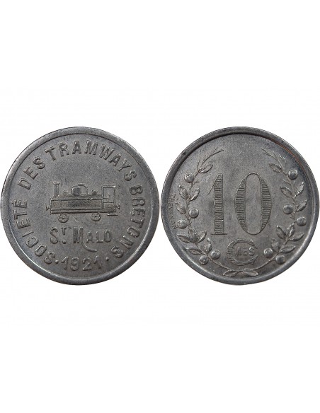 Nécessité, SAINT MALO - SOCIETE DES TRAMWAYS BRETONS - 10 CENTIMES 1921