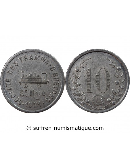 Nécessité, SAINT MALO - SOCIETE DES TRAMWAYS BRETONS - 10 CENTIMES 1921