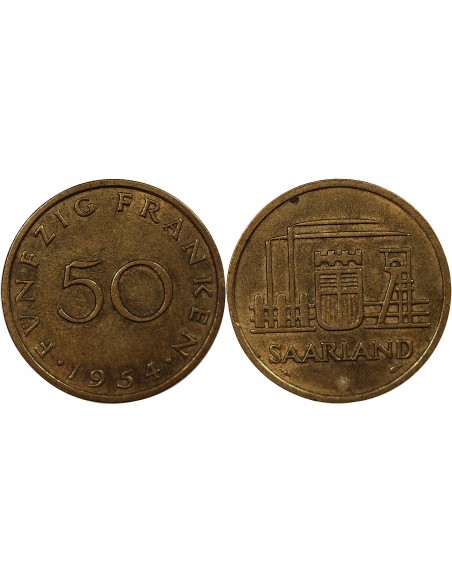 ALLEMAGNE, SARRE - 50 FRANKEN 1954