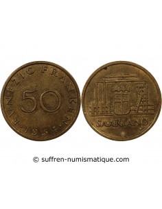ALLEMAGNE, SARRE - 50 FRANKEN 1954