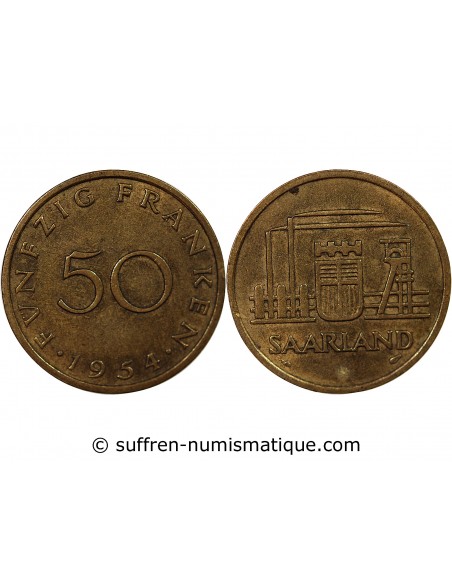 ALLEMAGNE, SARRE - 50 FRANKEN 1954