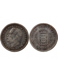 INDE PORTUGAISE, LOUIS Ier - 1/4 ROUPIE 1881 2