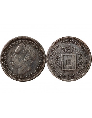 INDE PORTUGAISE, LOUIS Ier - 1/4 ROUPIE 1881