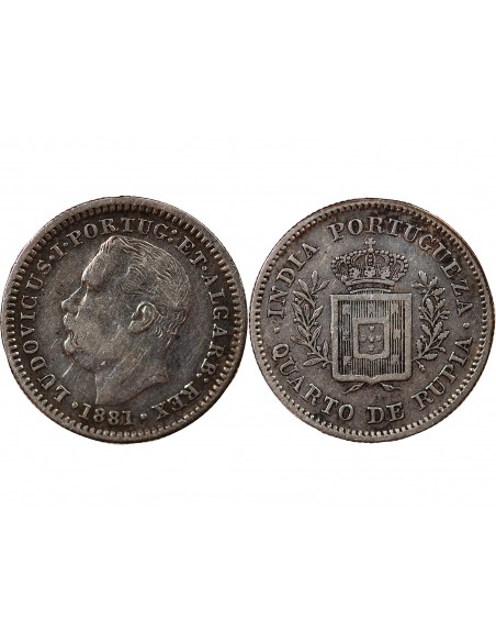 INDE PORTUGAISE, LOUIS Ier - 1/4 ROUPIE 1881