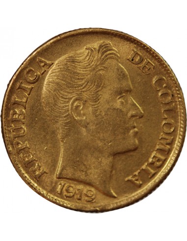 COLOMBIE - 5 PESOS OR 1919 "Simon Bolivar"