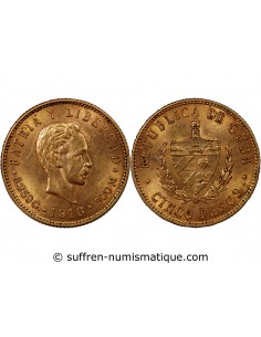 CUBA - 5 PESOS OR 1916 "José Marti"