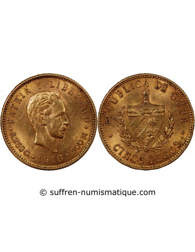 CUBA - 5 PESOS OR 1916 "José Marti"