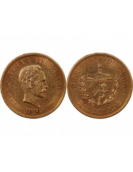 CUBA - 10 PESOS OR 1916 "José Marti"