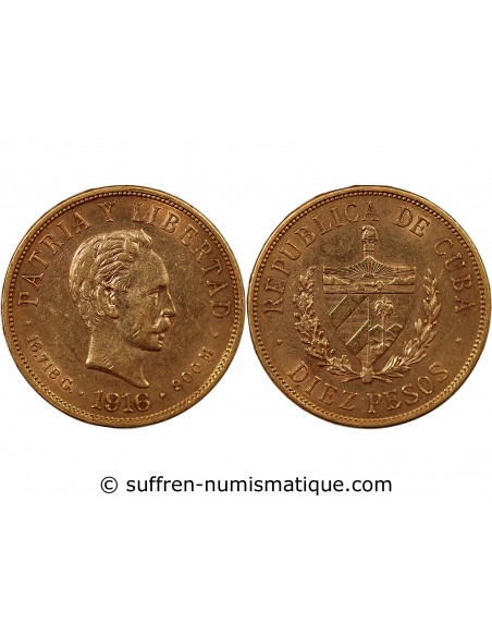 CUBA - 10 PESOS OR 1916 "José Marti"