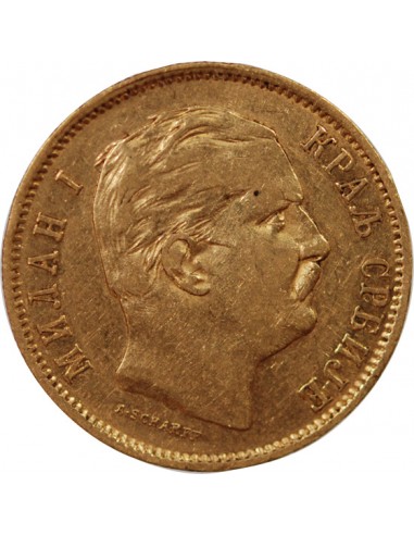 SERBIE, MILAN Ier - 10 DINARS OR 1882 V VIENNE