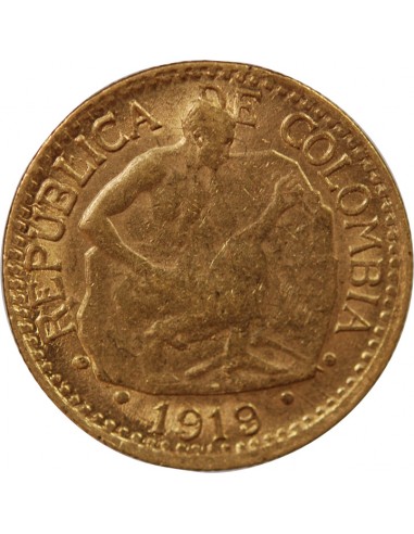 COLOMBIE - 5 PESOS OR 1919 "Tailleur de Pierre"