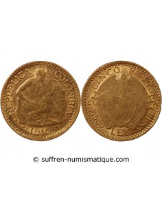 COLOMBIE - 5 PESOS OR 1919 "Tailleur de Pierre"
