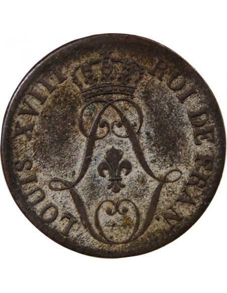 COLONIES FRANCAISES, GUYANE, LOUIS XVIII - 10 CENTIMES 1818 A PARIS