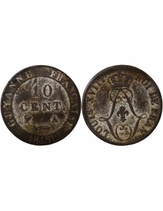 COLONIES FRANCAISES, GUYANE, LOUIS XVIII - 10 CENTIMES 1818 A PARIS 2