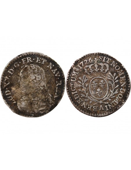 LOUIS XV﻿ - 1/20 ECU AUX BRANCHES D'OLIVIER 1726 A PARIS R1