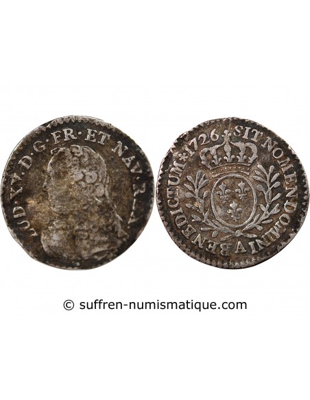 LOUIS XV﻿ - 1/20 ECU AUX BRANCHES D'OLIVIER 1726 A PARIS R1