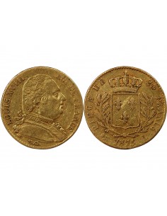 LOUIS XVIII - 20 FRANCS OR 1815 L BAYONNE 2
