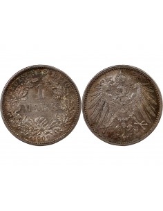 ALLEMAGNE, Guillaume II - 1 MARK ARGENT 1909 G KARLSRUHE 2