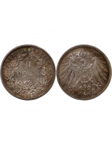 ALLEMAGNE, Guillaume II - 1 MARK ARGENT 1909 G KARLSRUHE