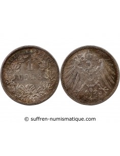 ALLEMAGNE, Guillaume II - 1 MARK ARGENT 1909 G KARLSRUHE