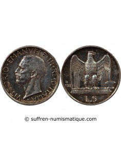 ITALIE, VICTOR-EMMANUEL III - 5 LIRE ARGENT 1927 R ROME