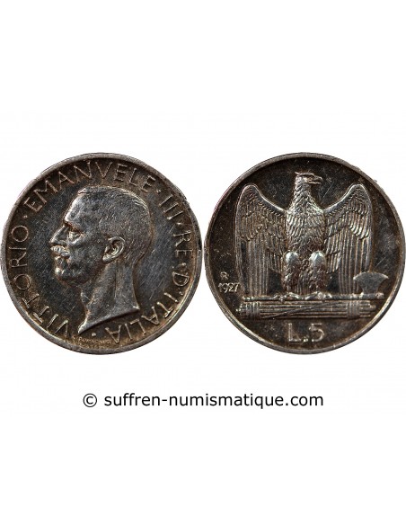 ITALIE, VICTOR-EMMANUEL III - 5 LIRE ARGENT 1927 R ROME