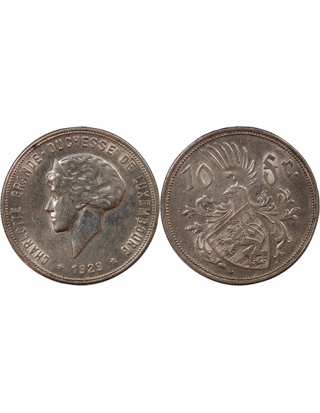 LUXEMBOURG, CHARLOTTE - 10 FRANCS ARGENT 1929