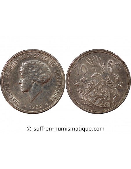 LUXEMBOURG, CHARLOTTE - 10 FRANCS ARGENT 1929