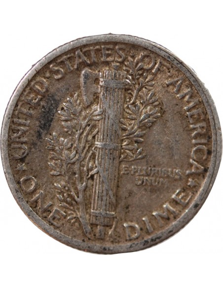 USA - 10 CENTS ARGENT "Mercury Dime" 1918 PHILADELPHIE