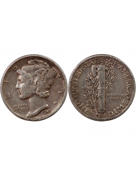 USA - 10 CENTS ARGENT "Mercury Dime" 1941 PHILADELPHIE