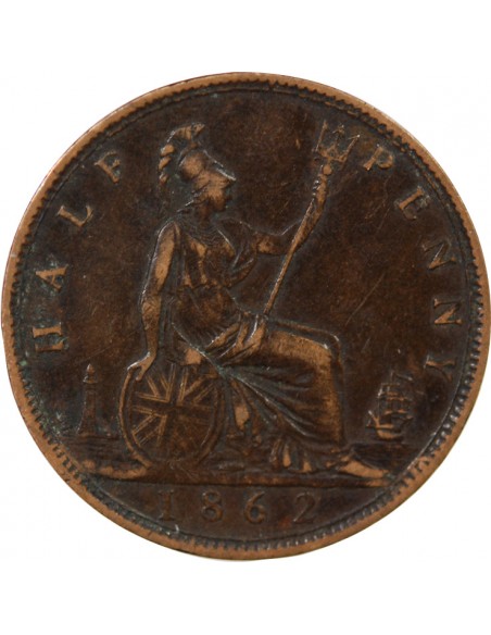 GRANDE-BRETAGNE, VICTORIA - HALF PENNY 1862