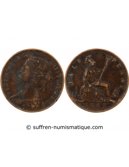 GRANDE-BRETAGNE, VICTORIA - HALF PENNY 1862