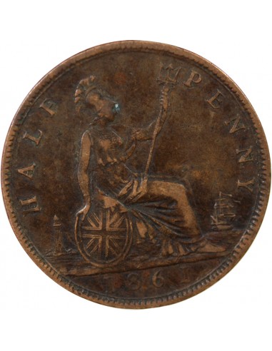 GRANDE-BRETAGNE, VICTORIA - HALF PENNY 1861