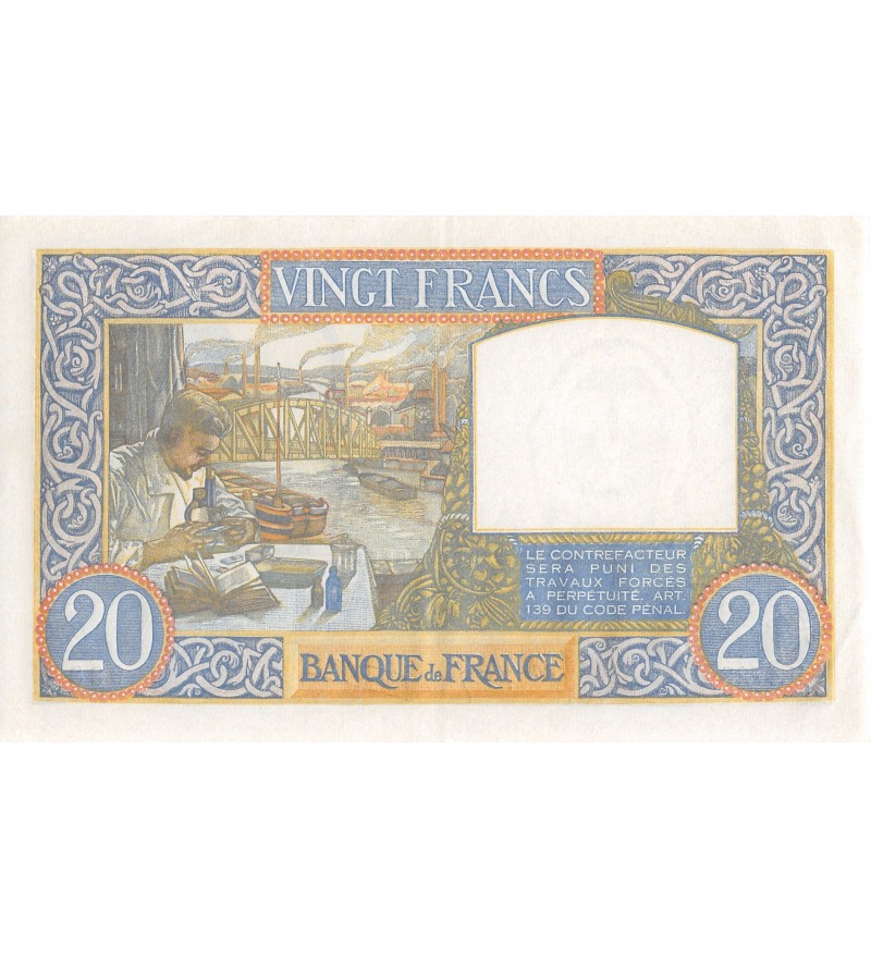 20 FRANCS SCIENCE ET TRAVAILLE 17.07.1941