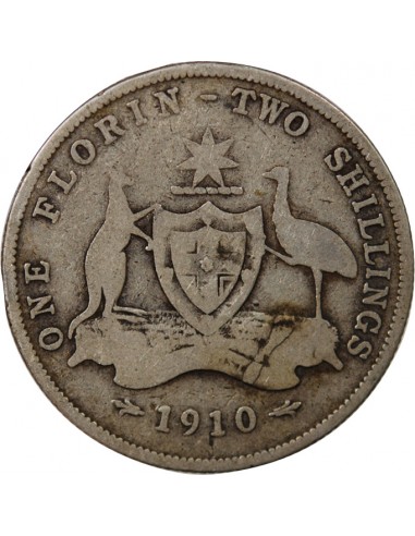 AUSTRALIE, EDOUARD VII - FLORIN ARGENT 1910