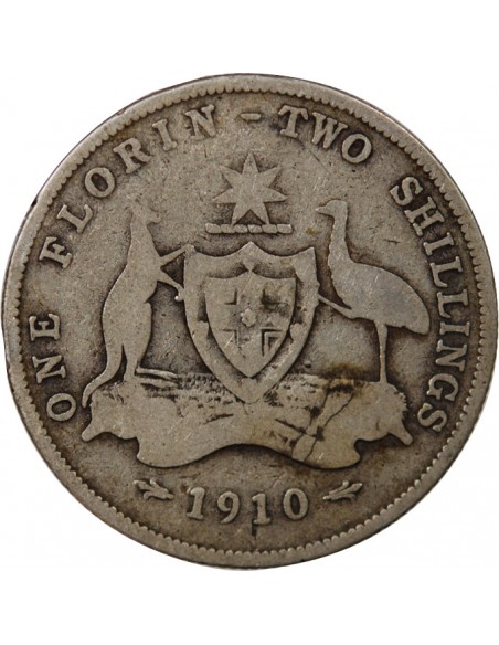 AUSTRALIE, EDOUARD VII - FLORIN ARGENT 1910