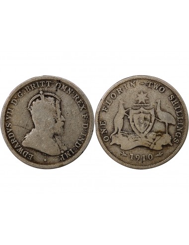 AUSTRALIE, EDOUARD VII - FLORIN ARGENT 1910