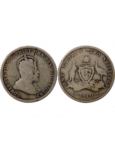 AUSTRALIE, EDOUARD VII - FLORIN ARGENT 1910