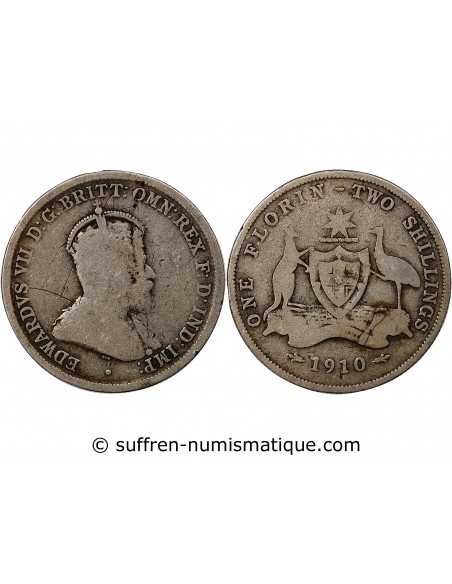 AUSTRALIE, EDOUARD VII - FLORIN ARGENT 1910